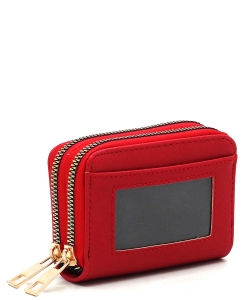 Saffiano Accordion Card Holder Double Zip Wallet SA014 RED